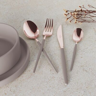 Set tacamuri 24 piese Berlinger Haus, Taupe, inox, taupe/roz Set tacamuri 24 piese Berlinger Haus, Taupe, inox, taupe/roz
