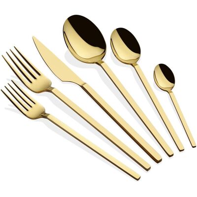 Set tacamuri, Hermia, 645DRM1209, Inox, Acoperit cu titan PVD, Auriu Set tacamuri, Hermia, 645DRM1209, Inox, Acoperit cu titan PVD, Auriu