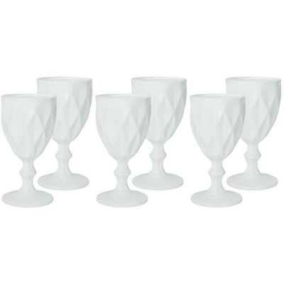Set 6 pahare, Diamante Bianco, Brandani, 8x16 cm, 250 ml, sticla, alb Set 6 pahare, Diamante Bianco, Brandani, 8x16 cm, 250 ml, sticla, alb