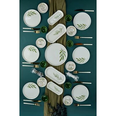 Set de mic dejun, Hermia, 759NRE1119, Farfurie de servire: 20 x 20 cm (6 bucăți), Alb / Verde / Verde deschis Set de mic dejun, Hermia, 759NRE1119, Farfurie de servire: 20 x 20 cm (6 bucăți), Alb / Verde / Verde deschis