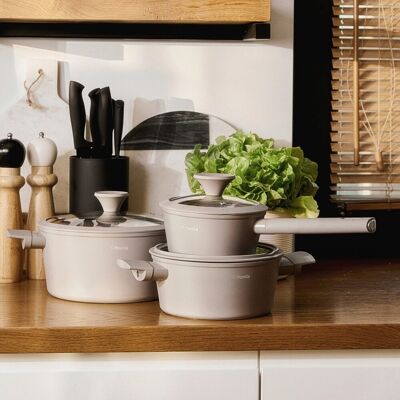 Set oale Tristan, Homla, 6 piese, aluminiu/sticla, gri Set oale Tristan, Homla, 6 piese, aluminiu/sticla, gri