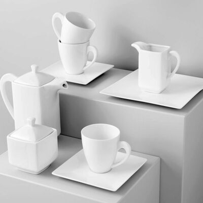 Set cafea 17 piese Porto, Ambition, 6 persoane, portelan, alb Set cafea 17 piese Porto, Ambition, 6 persoane, portelan, alb