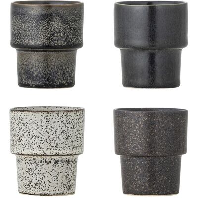 Set 4 cesti espresso, Bloomingville, Ewan Dark, 6x6.5 cm, 75 ml, ceramica, multicolor Set 4 cesti espresso, Bloomingville, Ewan Dark, 6x6.5 cm, 75 ml, ceramica, multicolor