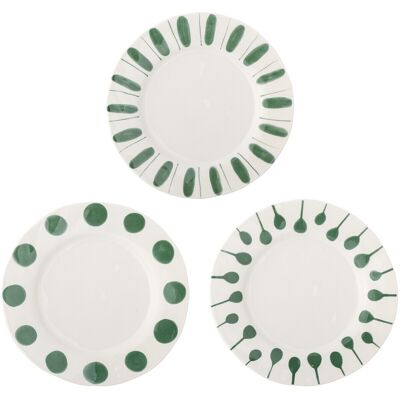 Set 3 farfurii intinse, Bloomingville, Linora, 28x3 cm, ceramica, verde Set 3 farfurii intinse, Bloomingville, Linora, 28x3 cm, ceramica, verde