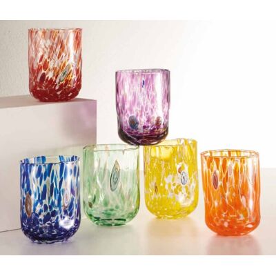 Set 6 pahare, Pavone, Brandani, 8x10.5 cm, 400ml, sticla, multicolor Set 6 pahare, Pavone, Brandani, 8x10.5 cm, 400ml, sticla, multicolor