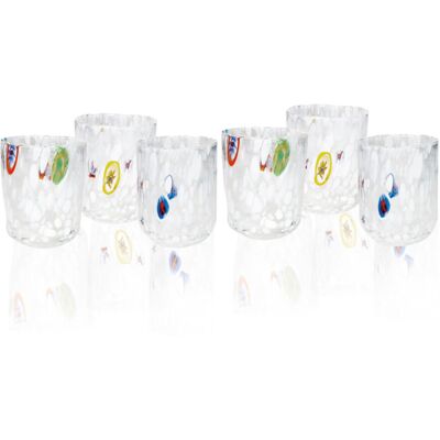 Set 6 pahare, Pavone, Brandani, 8x10.5 cm, 400ml, sticla, alb Set 6 pahare, Pavone, Brandani, 8x10.5 cm, 400ml, sticla, alb