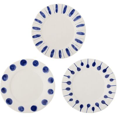 Set 3 farfurii intinse, Bloomingville, Linora, 28x3 cm, ceramica, albastru Set 3 farfurii intinse, Bloomingville, Linora, 28x3 cm, ceramica, albastru