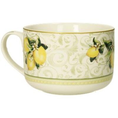 Cana mic dejun, Limoni v1, Brandani, D12.5x9 cm, 450 ml, portelan New Bone China Cana mic dejun, Limoni v1, Brandani, D12.5x9 cm, 450 ml, portelan New Bone China