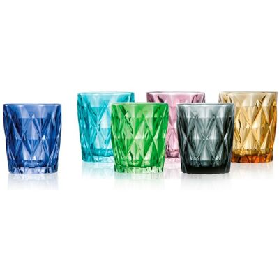 Set 6 pahare, Diamante, Brandani, 270 ml, sticla, multicolor Set 6 pahare, Diamante, Brandani, 270 ml, sticla, multicolor