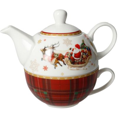 Set ceainic cu ceasca , Christmas, Brandani, 11x15x16 cm, portelan New Bone China Set ceainic cu ceasca , Christmas, Brandani, 11x15x16 cm, portelan New Bone China