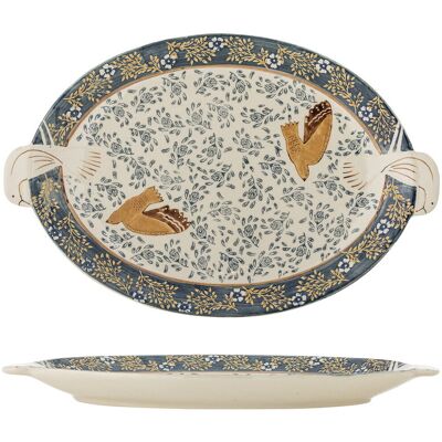 Platou pentru servire, Bloomingville, Hezha, 34x25x3.5 cm, ceramica, albastru Platou pentru servire, Bloomingville, Hezha, 34x25x3.5 cm, ceramica, albastru