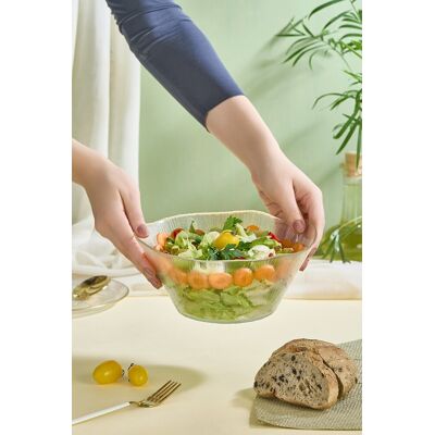 Bol de salată din sticlă, Hermia, 337GLZ1174, Cu ramă aurie, Transparent Bol de salată din sticlă, Hermia, 337GLZ1174, Cu ramă aurie, Transparent