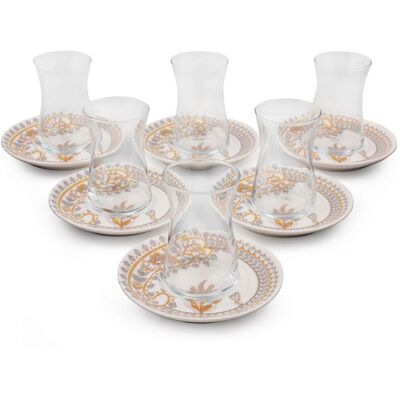 Dynasty Set pentru ceai, Hermia, 960DYN1206, Farfurie din porțelan: 13 x 13 x 2 cm (6 bucăți), Multicolor Dynasty Set pentru ceai, Hermia, 960DYN1206, Farfurie din porțelan: 13 x 13 x 2 cm (6 bucăți), Multicolor