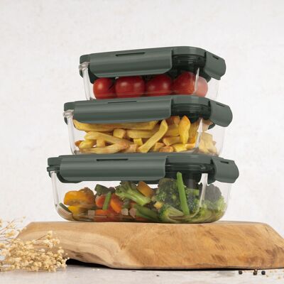 Set 3 caserole cu capac Berlinger Haus, Matte Green, 570 ml / 840 ml / 1.18 L, sticla/plastic, verde/transparent Set 3 caserole cu capac Berlinger Haus, Matte Green, 570 ml / 840 ml / 1.18 L, sticla/plastic, verde/transparent