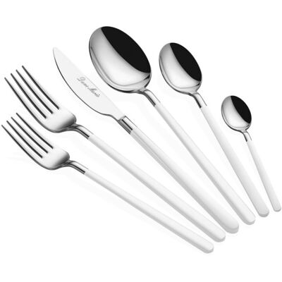 Set tacamuri, Hermia, 645DRM1225, Inox, Lingură de masă: 21,3 cm (6 bucăți), Aur/Alb Set tacamuri, Hermia, 645DRM1225, Inox, Lingură de masă: 21,3 cm (6 bucăți), Aur/Alb