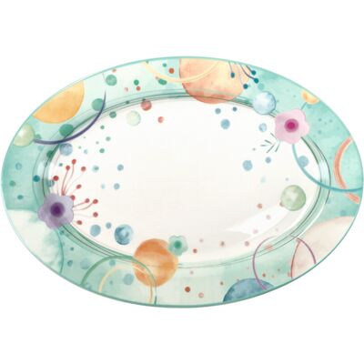 Platou pentru servire, Bollicine, Brandani, 35x24 cm, portelan New Bone China Platou pentru servire, Bollicine, Brandani, 35x24 cm, portelan New Bone China