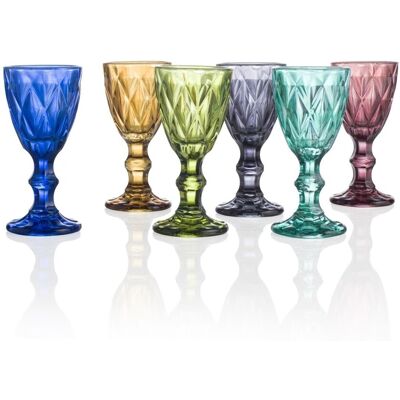 Set 6 pahare pentru lichior, Diamante, Brandani, Ø5x10.5 sticla, multicolor Set 6 pahare pentru lichior, Diamante, Brandani, Ø5x10.5 sticla, multicolor