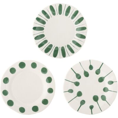 Set 3 farfurii desert, Bloomingville, Linora, 22x2.5 cm, ceramica, verde Set 3 farfurii desert, Bloomingville, Linora, 22x2.5 cm, ceramica, verde