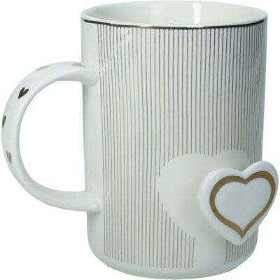 Cana, Amore Mio Righe, Brandani, 8x11 cm, 350 ml, portelan New Bone China Cana, Amore Mio Righe, Brandani, 8x11 cm, 350 ml, portelan New Bone China