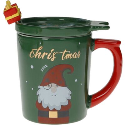 Cana cu capac si lingurita, Gift Green Gold, Brandani, 9x11 cm, portelan New Bone China Cana cu capac si lingurita, Gift Green Gold, Brandani, 9x11 cm, portelan New Bone China