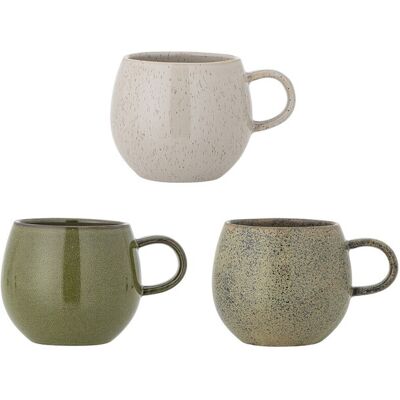 Set 3 cani, Bloomingville, Addison, 10.5x10 cm, 500 ml, ceramica, verde Set 3 cani, Bloomingville, Addison, 10.5x10 cm, 500 ml, ceramica, verde