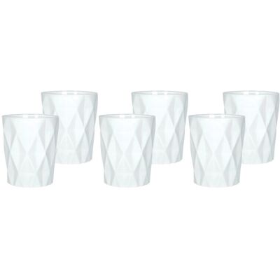 Set 6 pahare, Diamante Bianco, Brandani, 8x9.5 cm, 270 ml, sticla, alb Set 6 pahare, Diamante Bianco, Brandani, 8x9.5 cm, 270 ml, sticla, alb