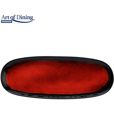 Set 4 platouri pentru servire Vulcano, Art of Dining by Heinner, 37.8x14.8x2.3 cm, ceramica, rosu/negru Set 4 platouri pentru servire Vulcano, Art of Dining by Heinner, 37.8x14.8x2.3 cm, ceramica, rosu/negru