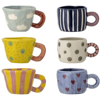 Set 6 cesti, Bloomingville, Nini, 7.5x5.5 cm, 110 ml, ceramica, multicolor Set 6 cesti, Bloomingville, Nini, 7.5x5.5 cm, 110 ml, ceramica, multicolor