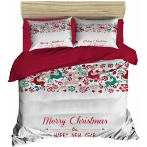 Lenjerie de pat dubla Xmas-426, Pearl Home, 3 piese, amestec bumbac, multicolor Lenjerie de pat dubla Xmas-426, Pearl Home, 3 piese, amestec bumbac, multicolor