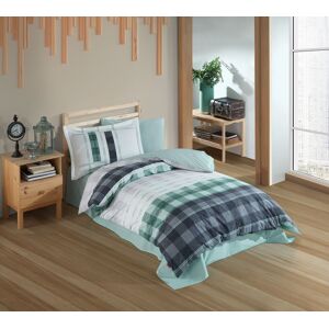 Lenjerie de pat pentru o persoana, 3 piese, 160x220 cm, 100% bumbac poplin, Hobby, Suelita, verde Lenjerie de pat pentru o persoana, 3 piese, 160x220 cm, 100% bumbac poplin, Hobby, Suelita, verde