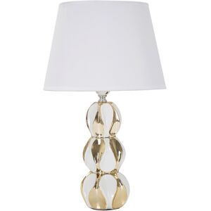 Lampa de masa, Glam Balls, Mauro Ferretti, 1 x E27, 40W, Ø28 x 46 cm, ceramica/fier/textil, alb/auriu Lampa de masa, Glam Balls, Mauro Ferretti, 1 x E27, 40W, Ø28 x 46 cm, ceramica/fier/textil, alb/auriu
