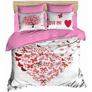 Pearl Home Lenjerie de pat dubla King (EU) (ES), 3 piese, L'essentiel Maison, 187, Alb / Roz / Roșu Pearl Home Lenjerie de pat dubla King (EU) (ES), 3 piese, L'essentiel Maison, 187, Alb / Roz / Roșu