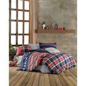 Lenjerie de pat dubla Super King (EU) (IT), 3 piese, L'essentiel Maison, Chr-Coverset-2, Roșu / Alb / Albastru închis / Gri Lenjerie de pat dubla Super King (EU) (IT), 3 piese, L'essentiel Maison, Chr-Coverset-2, Roșu / Alb / Albastru închis / Gri