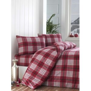 Lenjerie de pat dubla Super King (FR), 3 piese, L'essentiel Maison, Ekose v2, Rosu/Alb Lenjerie de pat dubla Super King (FR), 3 piese, L'essentiel Maison, Ekose v2, Rosu/Alb