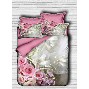 Pearl Home Lenjerie de pat dubla King (FR), 3 piese, L'essentiel Maison, 106, Roz / Gri / Alb Pearl Home Lenjerie de pat dubla King (FR), 3 piese, L'essentiel Maison, 106, Roz / Gri / Alb