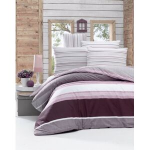 Lenjerie de pat pentru o persoana, Victoria, Savoy Lilac, 3 piese, 100% bumbac ranforce, alb/lila Lenjerie de pat pentru o persoana, Victoria, Savoy Lilac, 3 piese, 100% bumbac ranforce, alb/lila