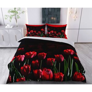 Lenjerie de pat dubla King (FR), 3 piese, L'essentiel Maison, Hasene, Bumbac;Poliester, Negru / Roșu / Verde Lenjerie de pat dubla King (FR), 3 piese, L'essentiel Maison, Hasene, Bumbac;Poliester, Negru / Roșu / Verde