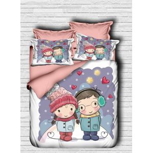 Lenjerie de pat pentru o persoana Girl a Boy-110, Pearl Home, 4 piese, bumbac amestecat, multicolor Lenjerie de pat pentru o persoana Girl a Boy-110, Pearl Home, 4 piese, bumbac amestecat, multicolor