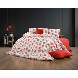 Lenjerie de pat dubla King (FR), 3 piese, L'essentiel Maison, Chr-Coverset-4, Alb/Rosu Lenjerie de pat dubla King (FR), 3 piese, L'essentiel Maison, Chr-Coverset-4, Alb/Rosu