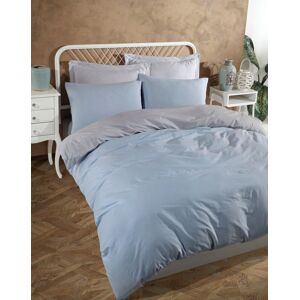 Eponj Home Lenjerie de pat dubla, L'essentiel Maison, Solid, 65% bumbac/35% poliester, Albastru deschis / Gri Eponj Home Lenjerie de pat dubla, L'essentiel Maison, Solid, 65% bumbac/35% poliester, Albastru deschis / Gri