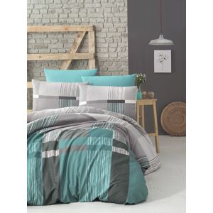 Lenjerie de pat dubla King Quilt(FR) Estela, Victoria, 3 piese, 240x220 cm, bumbac ranforce, turcoaz Lenjerie de pat dubla King Quilt(FR) Estela, Victoria, 3 piese, 240x220 cm, bumbac ranforce, turcoaz