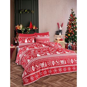 Lenjerie de pat dubla (DE), 3 piese, L'essentiel Maison, Snowmas, Roșu Claret / Alb Lenjerie de pat dubla (DE), 3 piese, L'essentiel Maison, Snowmas, Roșu Claret / Alb