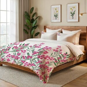 Lenjerie de pat dubla Super King (FR), 3 piese, L'essentiel Maison, Magnolia, Crem / Verde / Roz Lenjerie de pat dubla Super King (FR), 3 piese, L'essentiel Maison, Magnolia, Crem / Verde / Roz