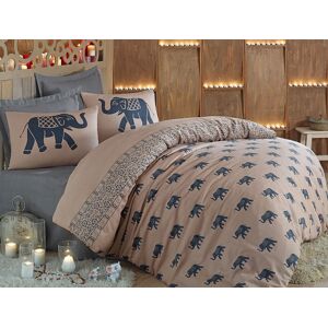 Eponj Home Lenjerie de pat dubla 3 piese, L'essentiel Maison, Fil, 65% bumbac/35% poliester, Blue / Beige Eponj Home Lenjerie de pat dubla 3 piese, L'essentiel Maison, Fil, 65% bumbac/35% poliester, Blue / Beige