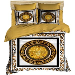 Pearl Home Lenjerie de pat dubla King (FR), 3 piese, L'essentiel Maison, 3D3, Negru / Auriu / Alb Pearl Home Lenjerie de pat dubla King (FR), 3 piese, L'essentiel Maison, 3D3, Negru / Auriu / Alb
