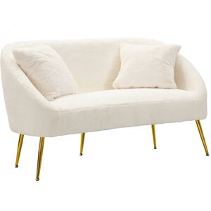 Canapea 2 locuri cu perne Soffy, Mauro Ferretti, 137x69x79 cm, lemn de pin/poliester, alb/auriu Canapea 2 locuri cu perne Soffy, Mauro Ferretti, 137x69x79 cm, lemn de pin/poliester, alb/auriu