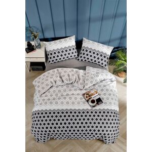 Lenjerie de pat dubla King (FR), 3 piese, L'essentiel Maison, Geometric, Negru / Alb / Gri Lenjerie de pat dubla King (FR), 3 piese, L'essentiel Maison, Geometric, Negru / Alb / Gri
