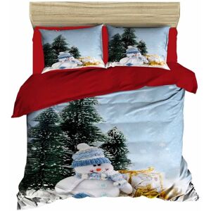 Lenjerie de pat dubla Xmas-431, Pearl Home, 3 piese, amestec bumbac, multicolor Lenjerie de pat dubla Xmas-431, Pearl Home, 3 piese, amestec bumbac, multicolor