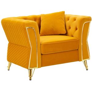 Fotoliu cu perna decorativa Emy, Mauro Ferretti, 104x83x76 cm, eucalipt/pin/catifea, galben mustar/auriu Fotoliu cu perna decorativa Emy, Mauro Ferretti, 104x83x76 cm, eucalipt/pin/catifea, galben mustar/auriu