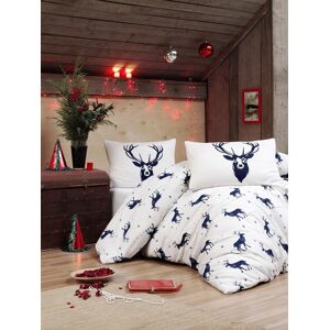 Eponj Home Lenjerie de pat dubla (DE), 3 piese, L'essentiel Maison, Geyik, 65% bumbac/35% poliester, Albastru inchis/Alb Eponj Home Lenjerie de pat dubla (DE), 3 piese, L'essentiel Maison, Geyik, 65% bumbac/35% poliester, Albastru inchis/Alb